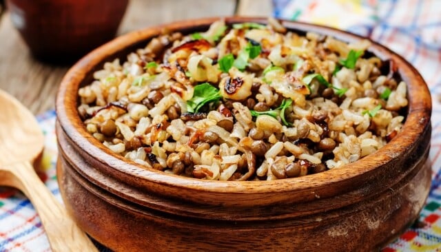 Receita de arroz com lentilha
