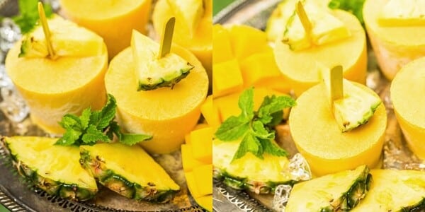 Picolé detox de abacaxi