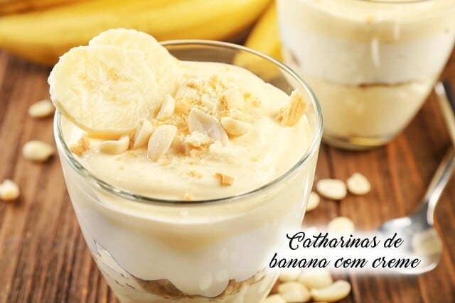 Sobremesa Catharinas de banana com creme