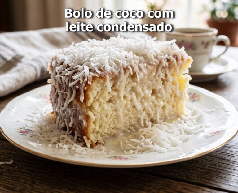 Receita de Bolo de coco com leite condensado: fofinho e molhadinho